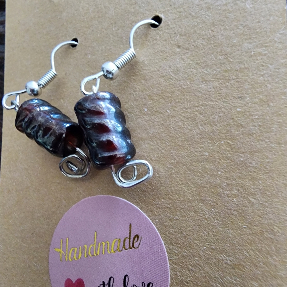 Handmade Black Iridescent earrings